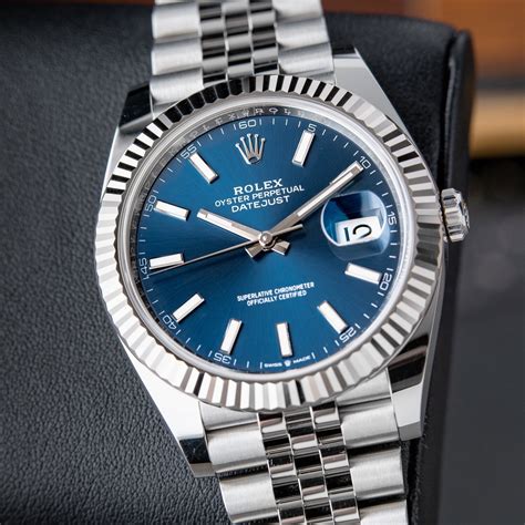 rolex datejust blue fluted dial|rolex datejust 41mm pre owned.